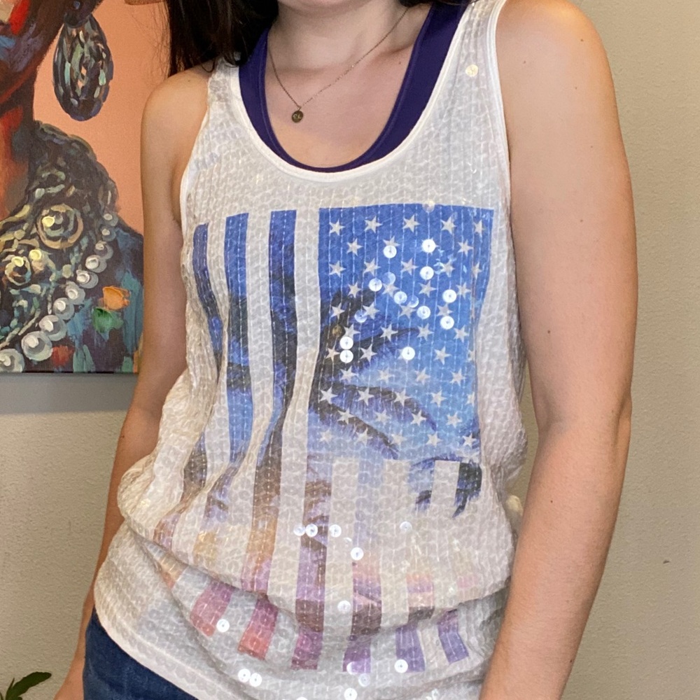 PINK Sequined Tank Top Size Small